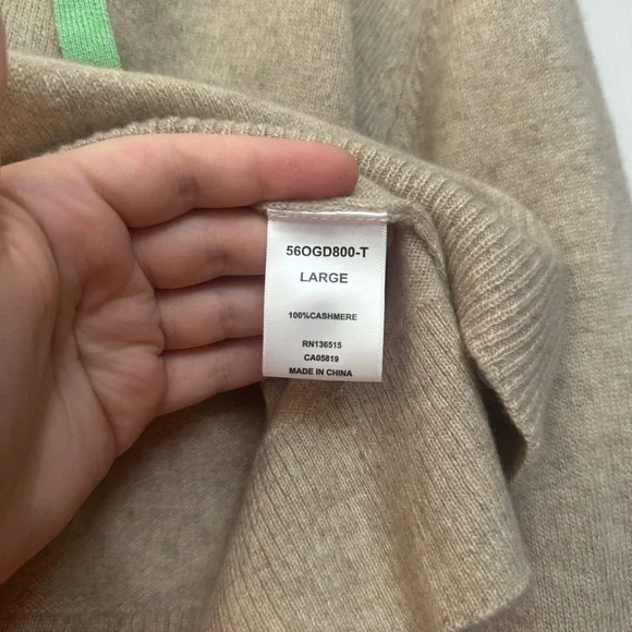 NWOT One Grey Day Cashmere Lance Cashmere Hoodie Beige Large - Picture 5 of 6